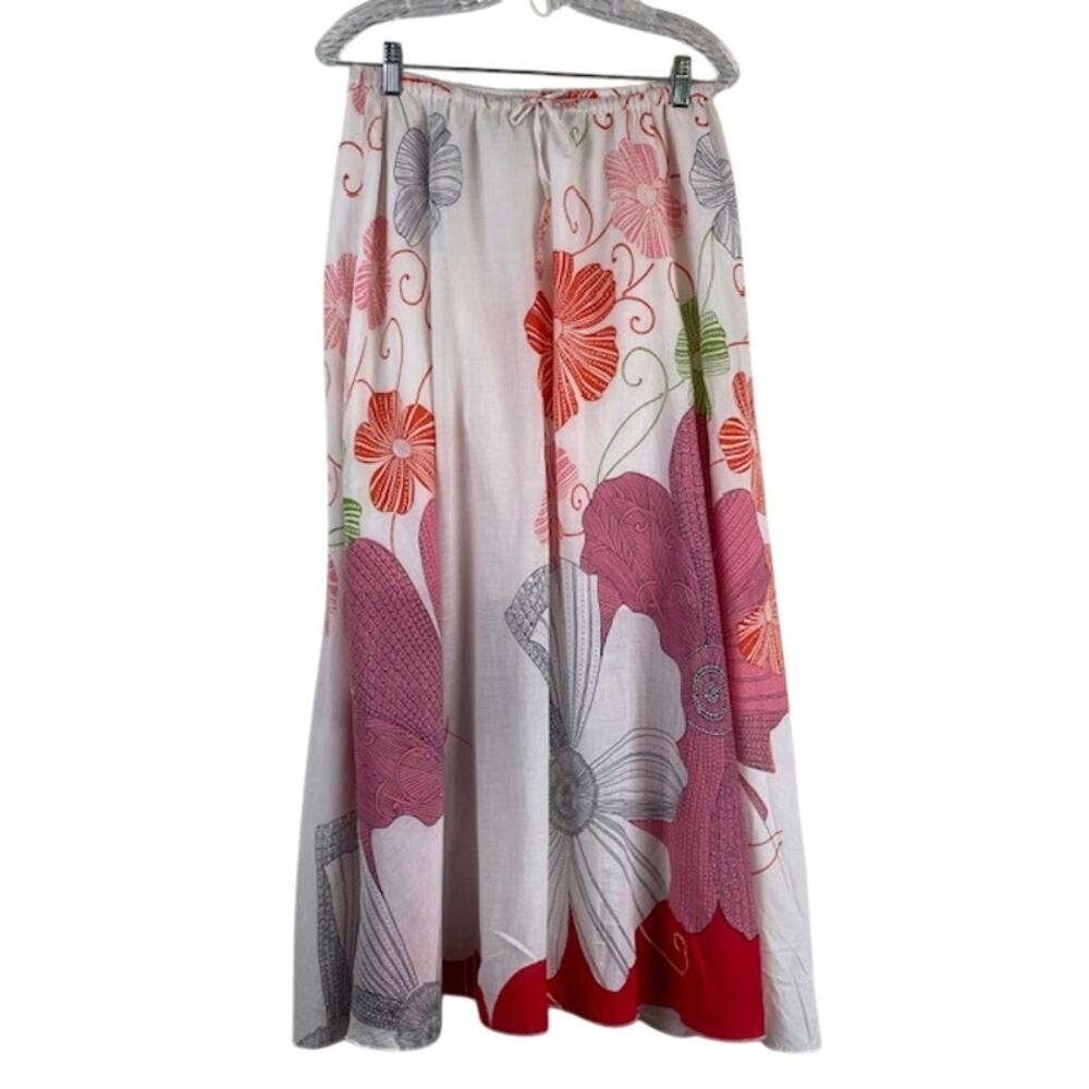 Japna Floral Maxi Skirt in White, Pink, Red, Green, Gray